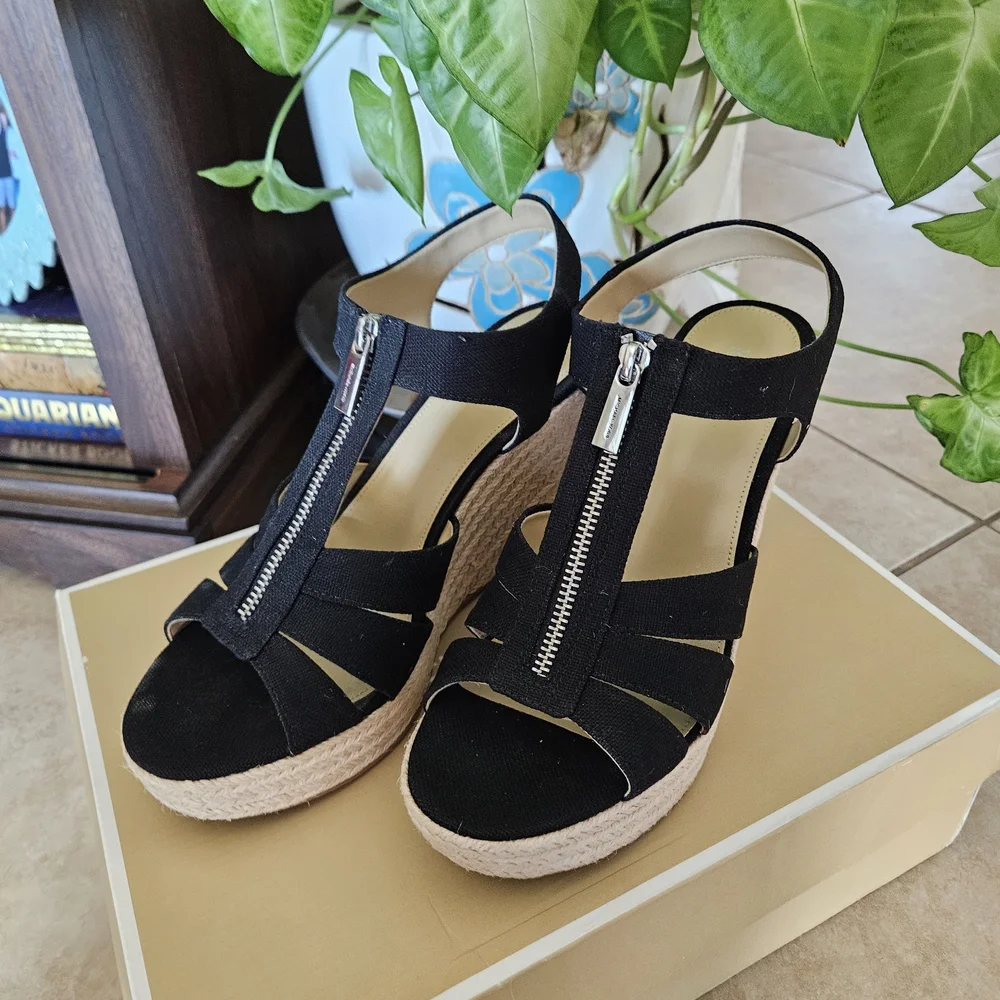 Michael Kors Black Wedge Sandals - Picture 2 of 7